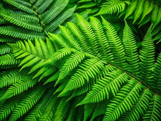 Vibrant green fern leaves offer a rich, textured background, perfect for design projects wanting to evoke a fresh,