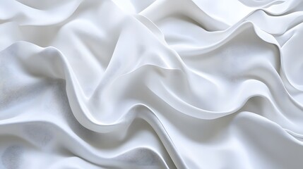 Fototapeta premium 3d render, abstract background with folded textile, white cloth macro, fashion wallpaper wavy layers. 