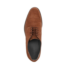 Brown men's shoe from above isolated on white background 