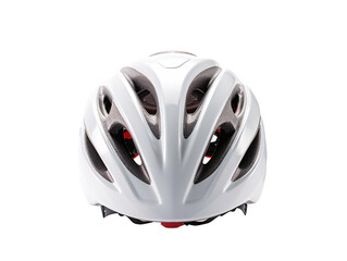 a white bicycle helmet with red accents