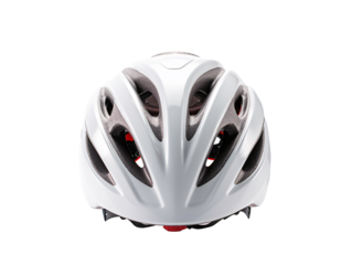 a white bicycle helmet with red accents