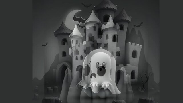 CUTE 3D GHOSTS IN THEIR CASTLE