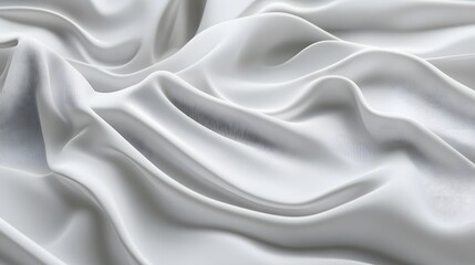 Obraz premium 3d render, abstract background with folded textile, white cloth macro, fashion wallpaper wavy layers. 