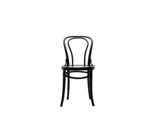 a black chair with a white background