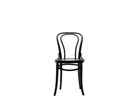 a black chair with a white background