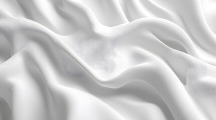 Fototapeta premium 3d render, abstract background with folded textile, white cloth macro, fashion wallpaper wavy layers. 