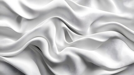 3d render, abstract background with folded textile, white cloth macro, fashion wallpaper wavy layers. 
