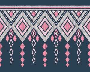 Ikat seamless pattern abstract background. Ethnic geometric ornament pattern print design. For textile,curtain,clothing,fabric pattern print design. Vector illustration