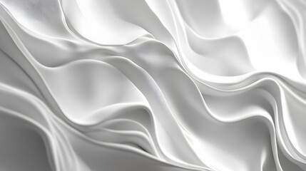 Fototapeta premium 3d render, abstract background with folded textile, white cloth macro, fashion wallpaper wavy layers. 