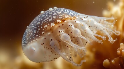 Close-up of a Translucent Jellyfish in the Ocean