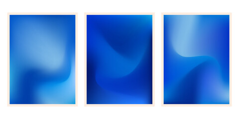 Fototapeta premium Gradient wave fluid posters background. Minimal blue liquid blurred background for social media, brochure, flyer