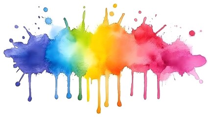 Abstract Watercolor Rainbow Splashes and Drips