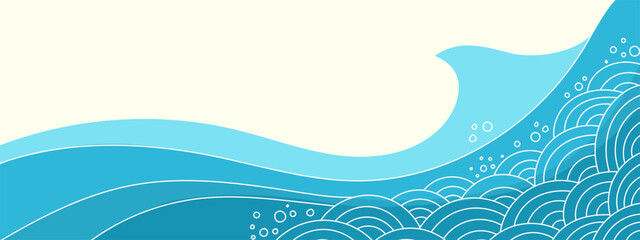 Abstract blue illustration on white background. Vector pattern. Art line ornament. Water Wave Logo abstract design