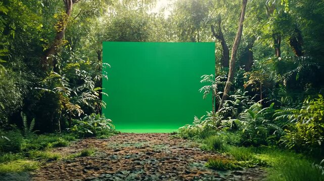 Green Backdrop in a Lush Forest Clearing During Daylight Hours Generative AI
