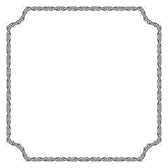 Vector square frame with decorative, intricate pattern of swirling lines and shapes. Isolated on white background
