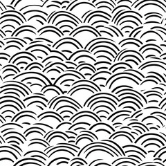 Seigaiha seamless pattern with sharp, angular waves and a minimalist design