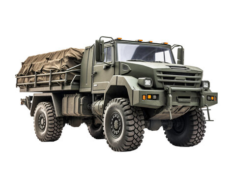 a military truck with a canvas on the back