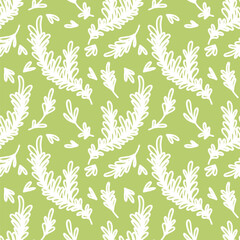 Vector Leaves Pattern In Doodles Style Endless Print