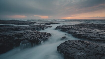 Obraz premium Beautiful landscape with a misty waterfall