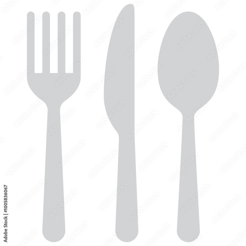 Canvas Prints cutlery or flatware consisting of a knife fork and spoon for meal flat icon