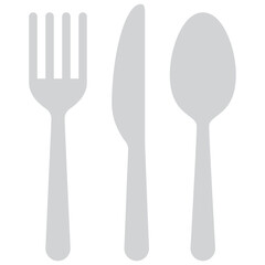 cutlery or flatware consisting of a knife fork and spoon for meal flat icon
