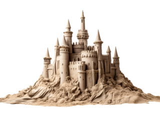 a sand castle on a pile of sand