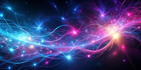 Fototapeta premium Cosmic Dance of Shimmering Lines and Glowing Stars