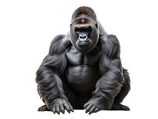 a gorilla sitting on the ground