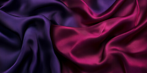 Fototapeta premium Satin Elegance: Luxurious Purple and Red Fabric Waves