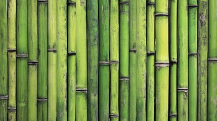 Obraz premium Seamless bamboo fence collage in a bright green tone, providing a textured background for eco-friendly banners, product displays, and 3D mapping.