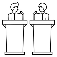 Two Podiums with Students Vector Illustration Engaging Youth in Dynamic Learning Environments
