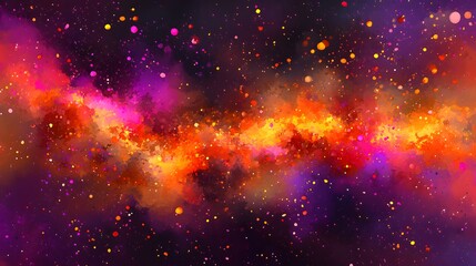 Fototapeta premium Abstract Watercolor Galaxy Background with Orange Pink and Yellow Colors