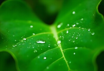 Fototapeta premium seasons of autumn on the ground in the forest there are drops of water on the leaves