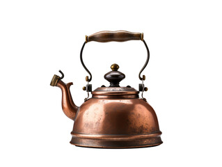 a copper tea kettle with a handle