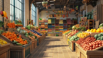 Fototapeta premium Fresh Produce Aisle in Market.