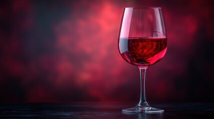 Naklejka premium Glass of Red Wine with a Red Backdrop