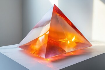 Glass Pyramid Sculpture Illuminated