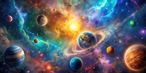 Cosmic Symphony A Galaxy of Planets, Nebulas, and Stars in a Dance of Light and Color