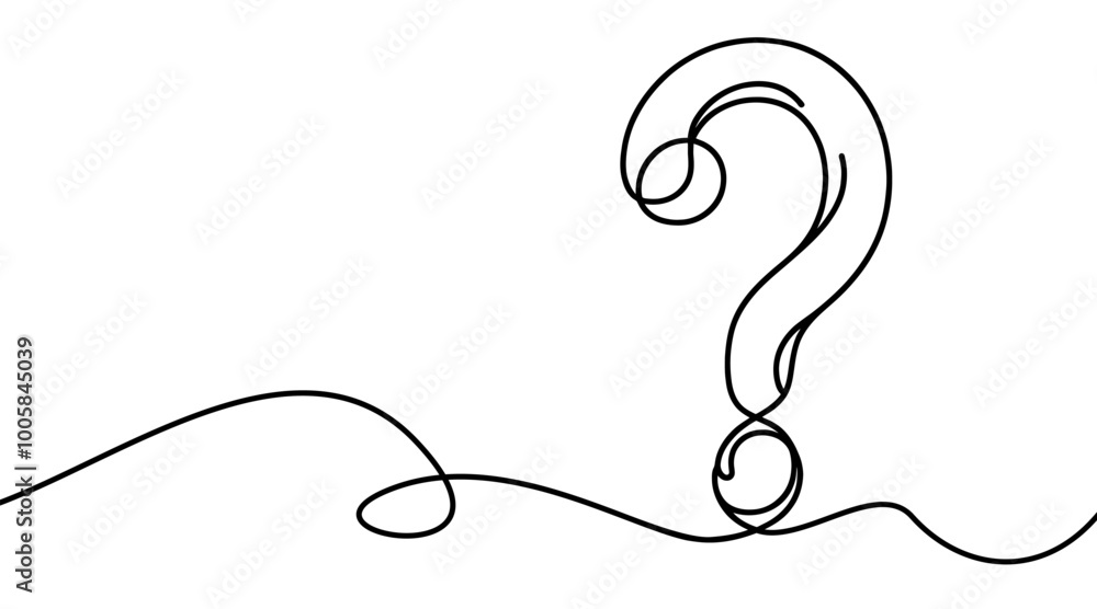 Poster continuous linear drawing of question mark. one line drawing background. vector illustration. questi