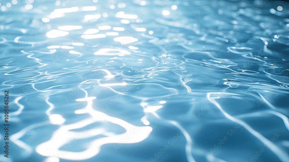 Poster soft-focus image of calm blue water with delicate ripples and shimmering patterns of light on the su