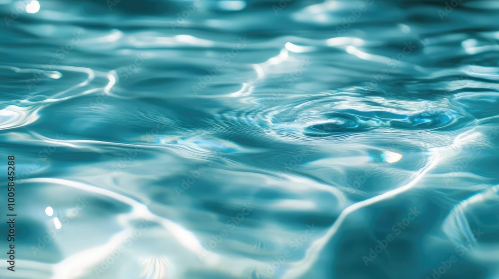 Aufkleber soft-focus image of calm blue water with delicate ripples and shimmering patterns of light on the su