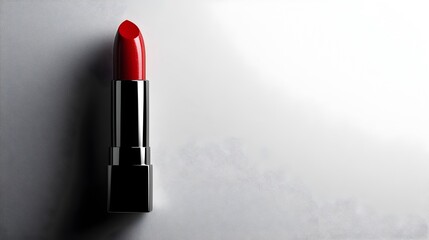 Close-up of a striking,bold red lipstick on a solid minimalist background. Glamorous cosmetic product in a modern,elegant package showcasing the vibrant color and craftsmanship.