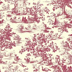 Elegant Toile de Jouy Seamless Pattern Design
