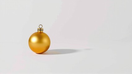 Golden Christmas ornament in a clean, white background with space for text.