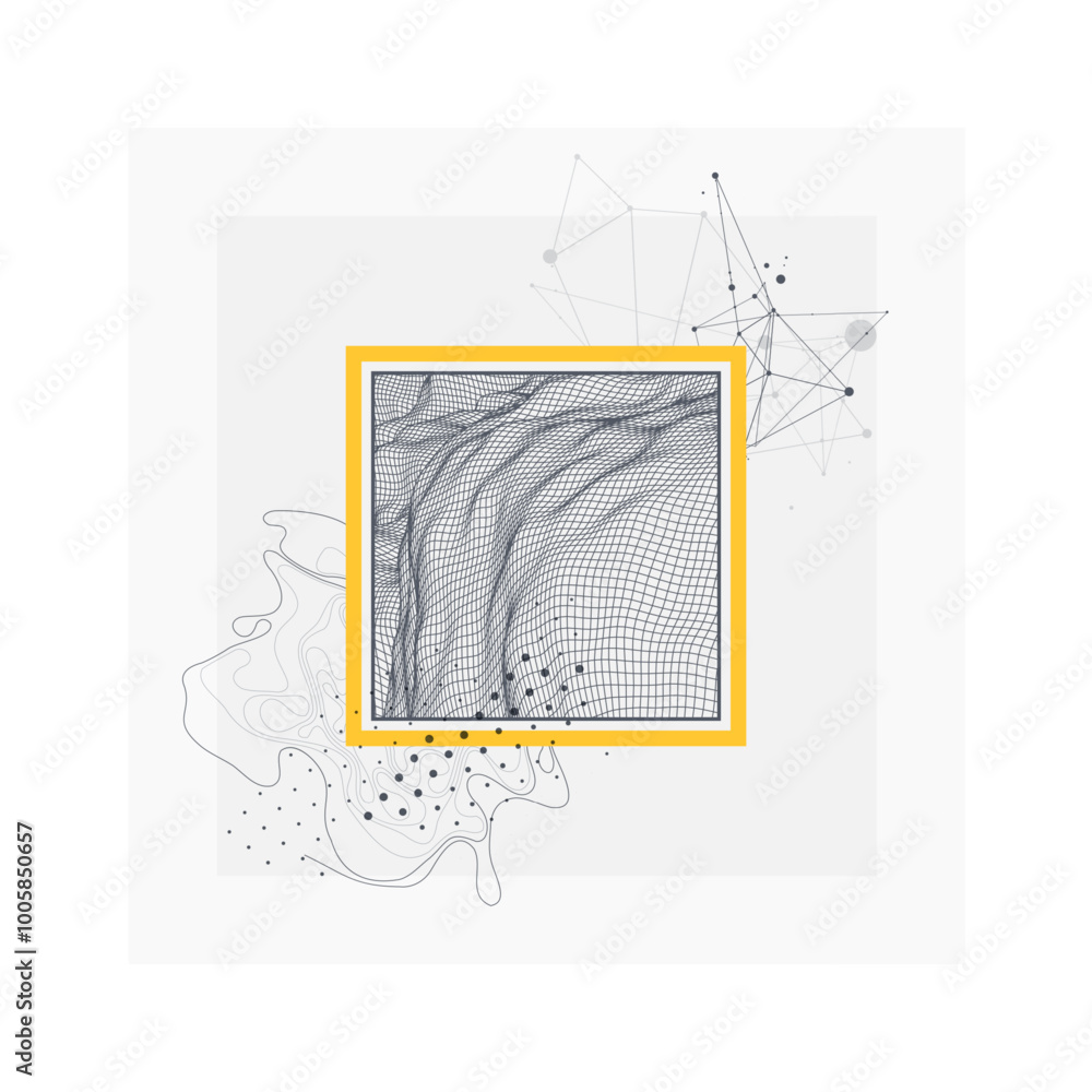 Aufkleber abstract art wireframe background. modern science or technology art elements. surface illustration. 