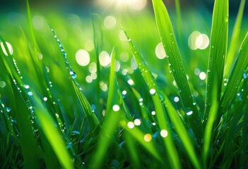 Fototapeta premium vibrant close fresh green lawn grass patterns highlighting intricate textures color variations each blade, landscape, macro, botanical, growth, leaf, beauty