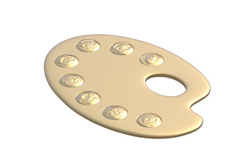 Golden paint palette isolated on white background. 3d render