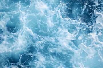 Obraz premium Pure blue turquoise water texture of the ocean sea with foam from and waves, Sea ocean water color background