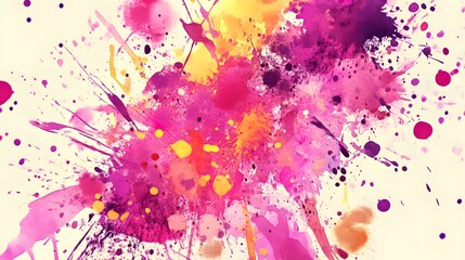 Abstract Watercolor Background with Pink  Yellow  and Purple Splashes