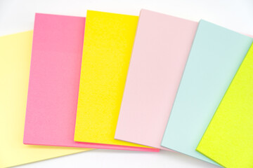 Blank colorful sticky note isolated on white background. Copy space